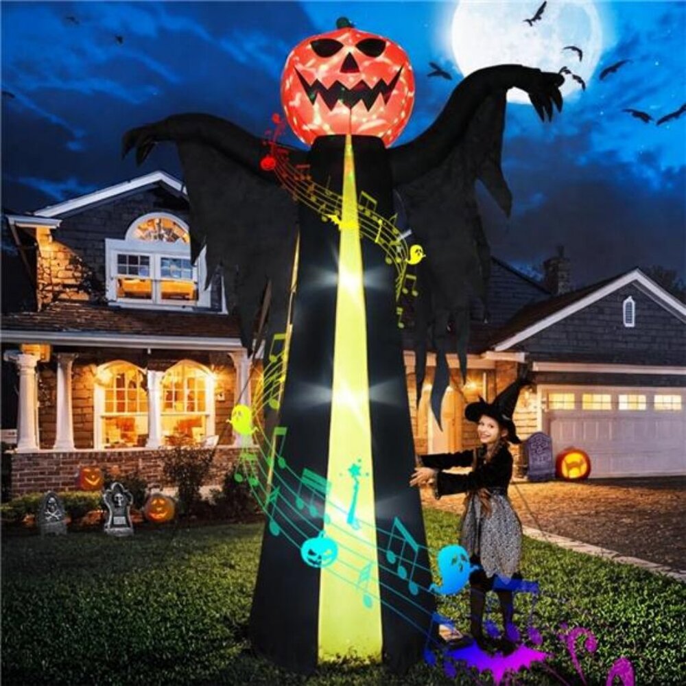 10.3Ft Halloween Inflatable Pumpkin Ghost, Halloween Blow Up Yard Decoration
